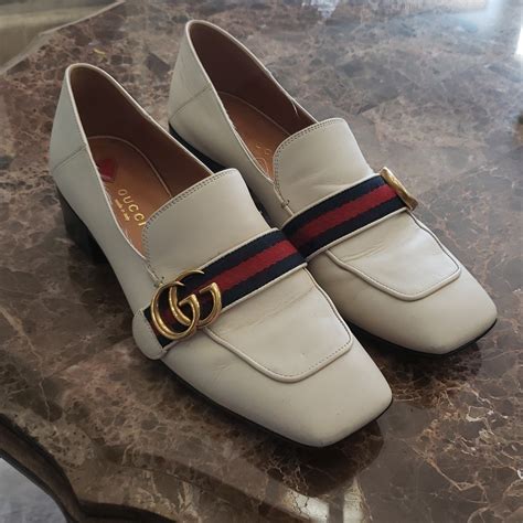 gucci peyton pearl mid heel|Gucci Loafers for Women .